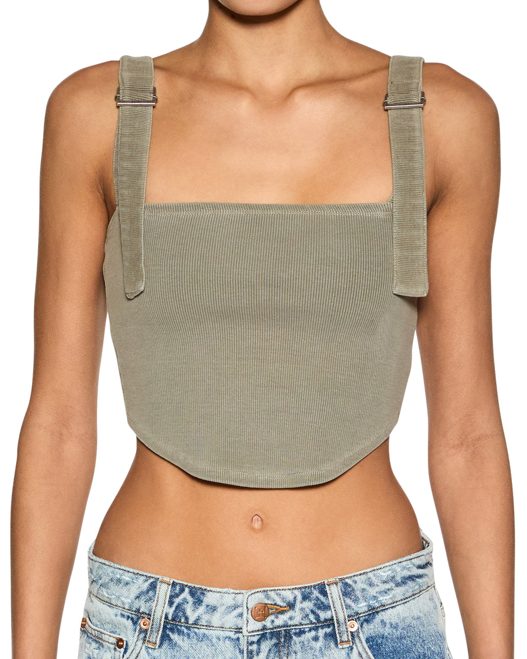 Womens Syndicate Buckle Tank Ash Fitted Fashion Tops - Grey