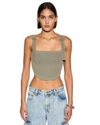 Womens Syndicate Buckle Tank Ash Fitted Fashion Tops - Grey