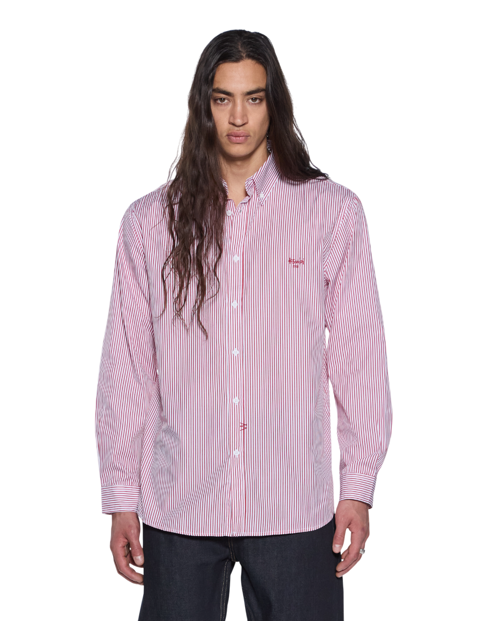 Mens Kade Ls Shirt Red-white Shirts - Multi Colour