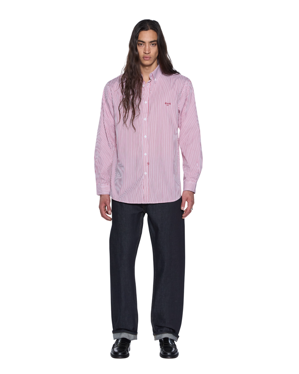 Mens Kade Ls Shirt Red-white Shirts - Multi Colour