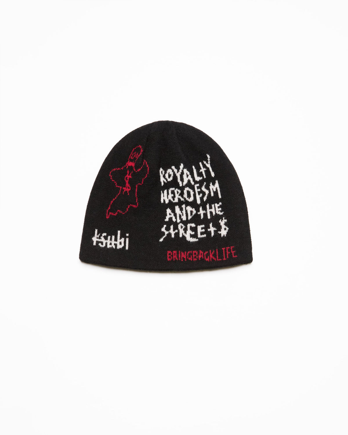 Web Jacquard Beanie Black Fitted Headwear - Black