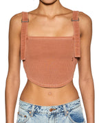 Womens Syndicate Buckle Tank Sunburn Fitted Fashion Tops - Brown