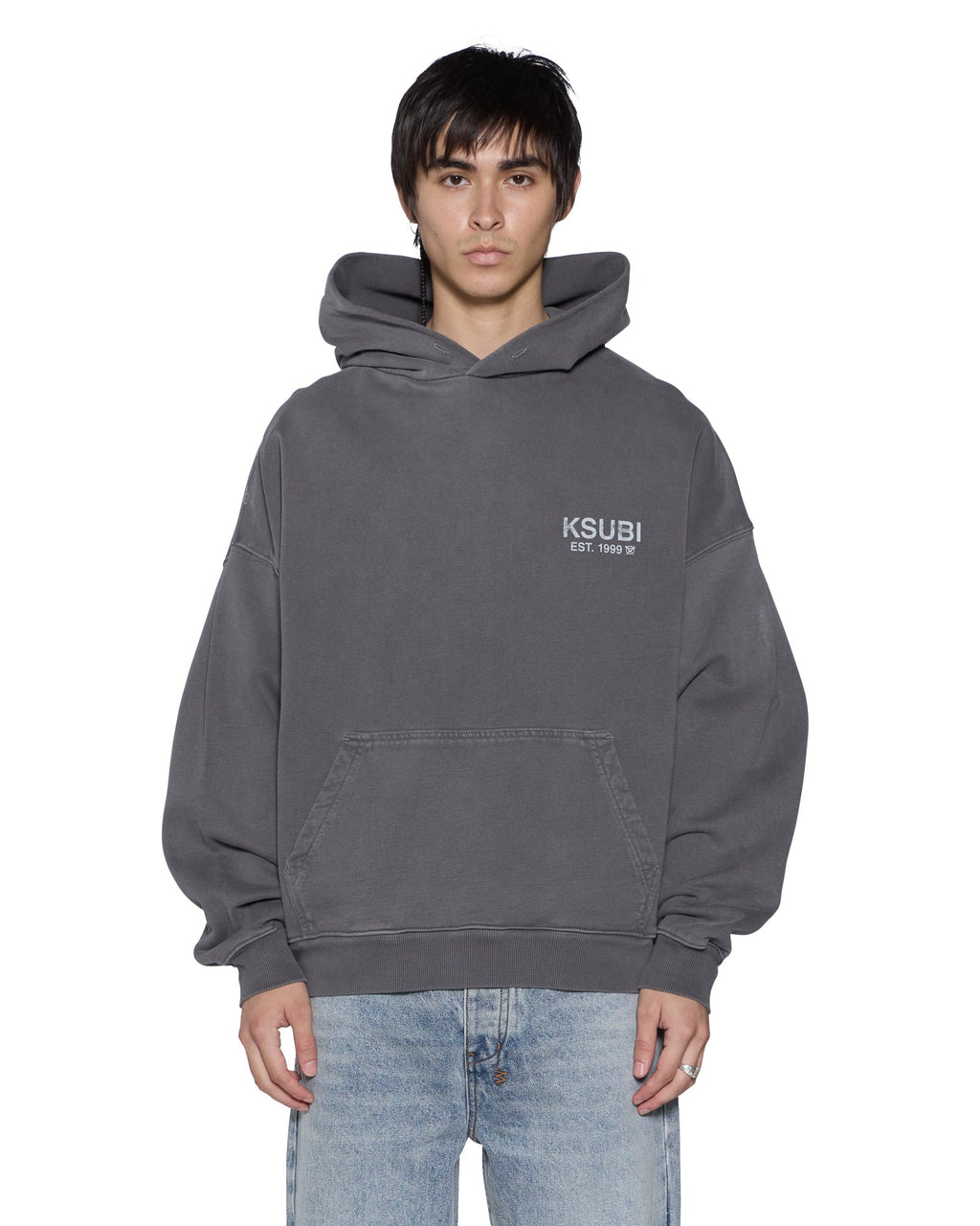 Mens State Ekcess Hoodie Black Fade Oversized Fleece - Black