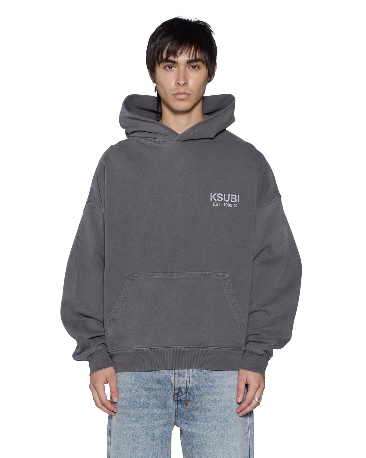 Mens State Ekcess Hoodie Black Fade Oversized Fleece - Black