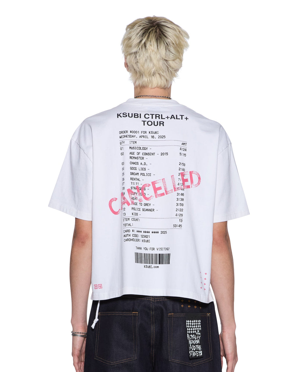 Mens Force Quit Ss Halen Tee Off White Boxy Tees - Beige