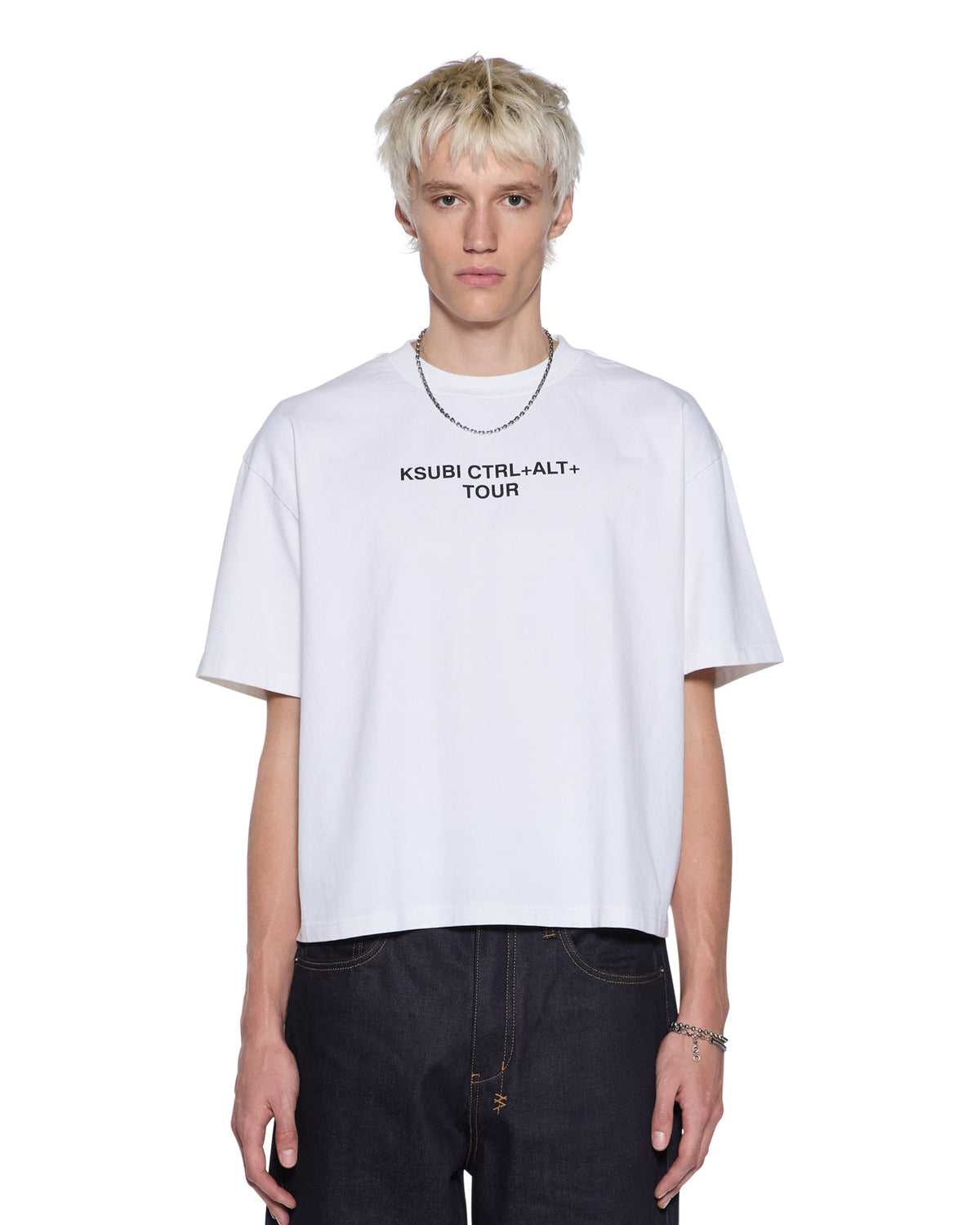 Mens Force Quit Ss Halen Tee Off White Boxy Tees - Beige