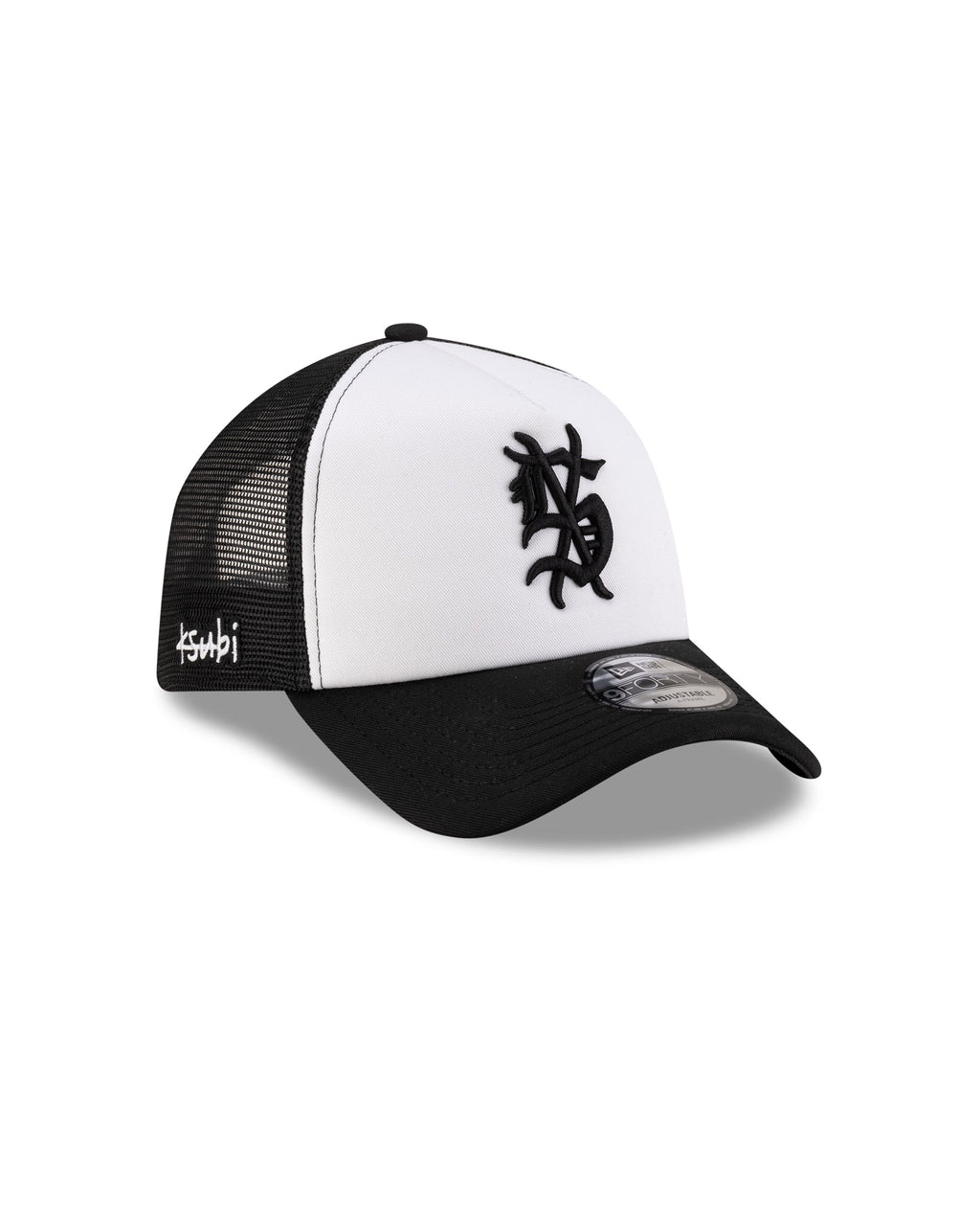 Ksubi X New Era 9forty A-frame Trucker Cap Black/white Headwear - Black