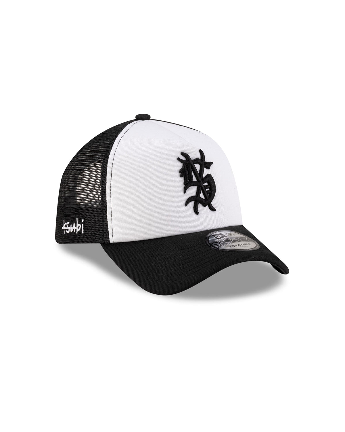 Ksubi X New Era 9forty A-frame Trucker Cap Black/white Headwear - Black