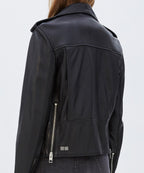 Womens Bad Company Biker Black Leather Jackets - Black