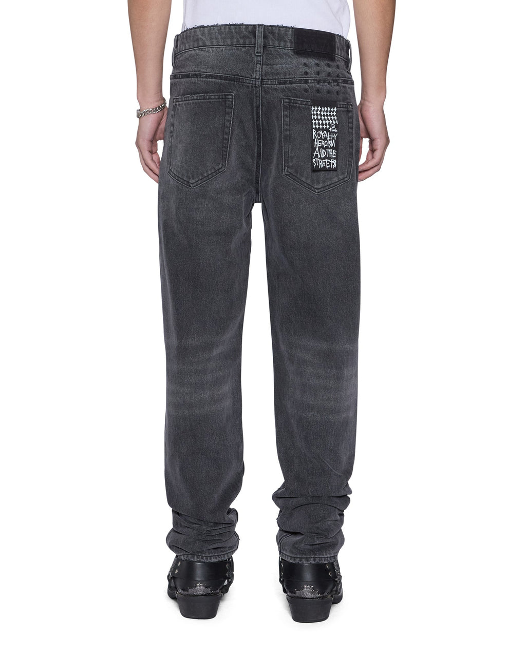 Mens Hazlow Villian Grey Straight Denim Jeans - Grey