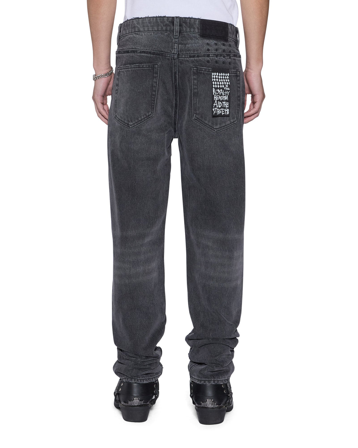 Mens Hazlow Villian Grey Straight Denim Jeans - Grey