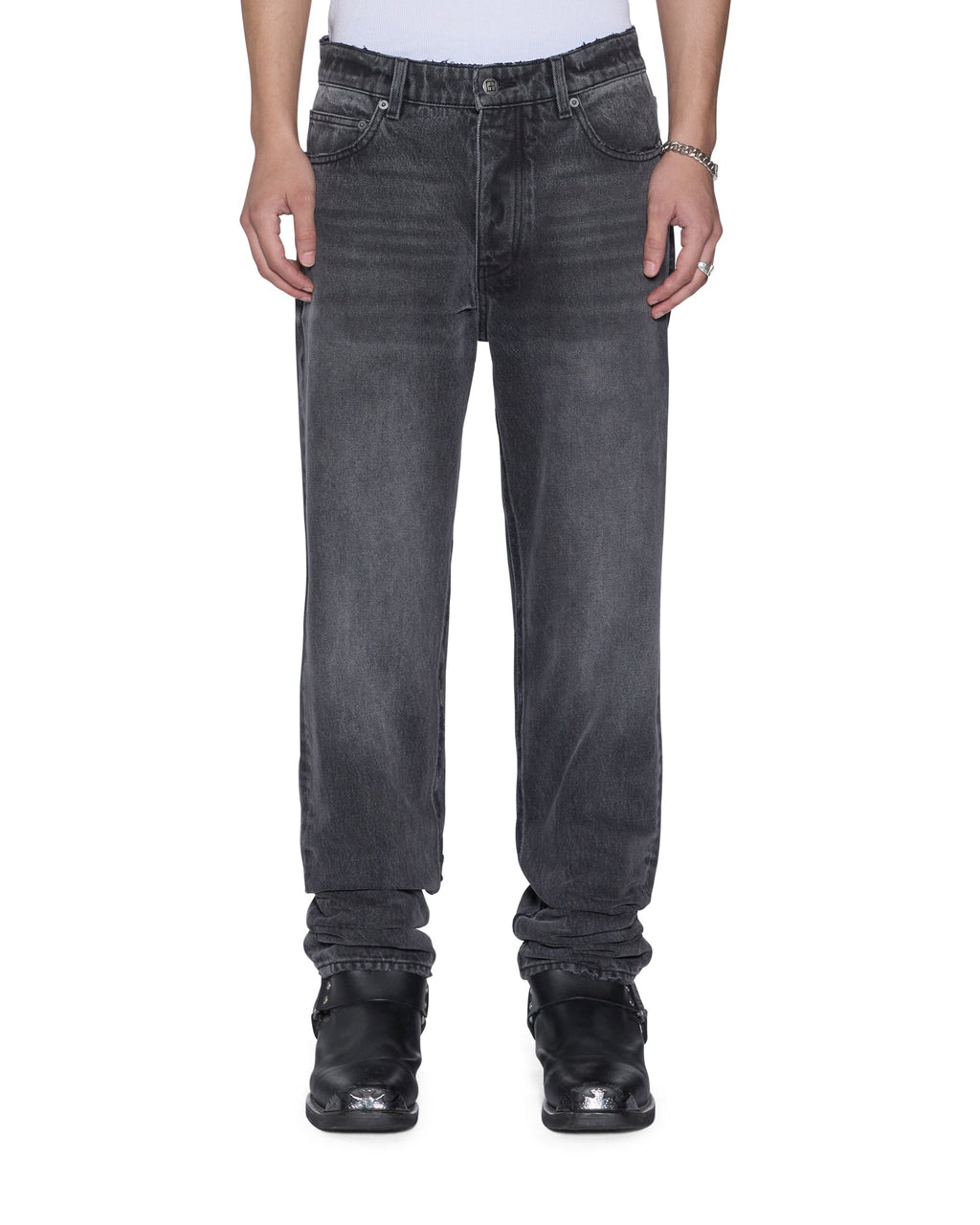 Mens Hazlow Villian Grey Straight Denim Jeans - Grey