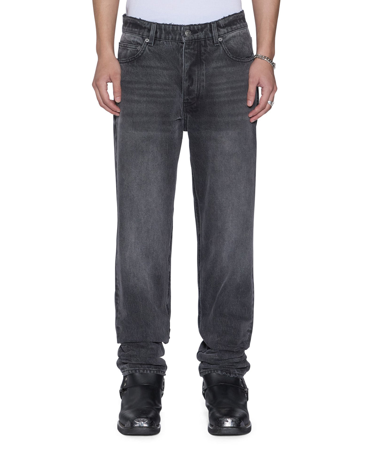 Mens Hazlow Villian Grey Straight Denim Jeans - Grey
