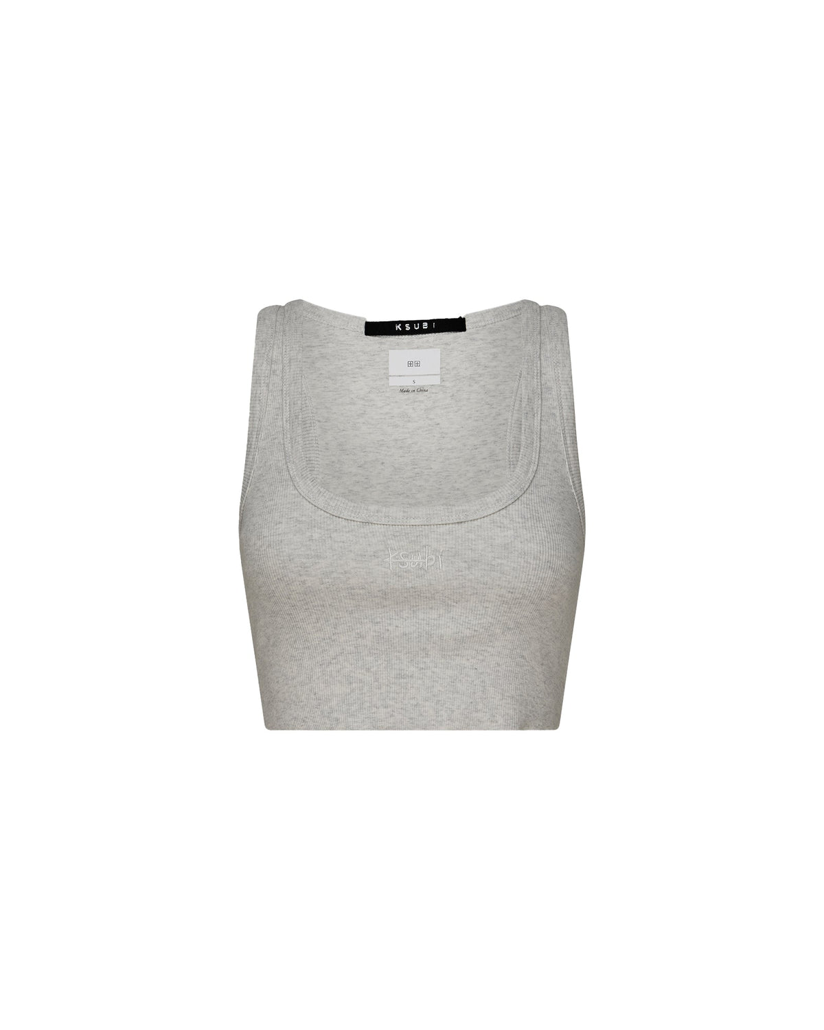 Womens 1999 Origin Crop Tank Snow Marle Fitted Fashion Tops - Grey