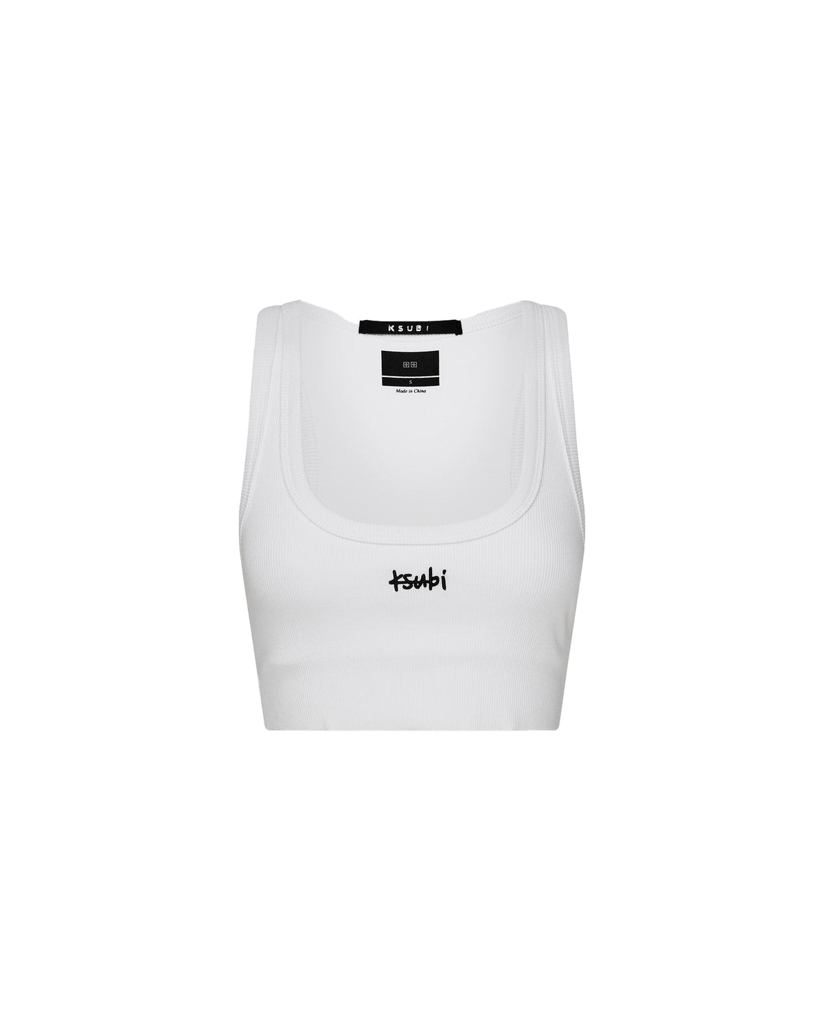Womens 1999 Origin Cropped Tank White Fitted Fashion Tops - White