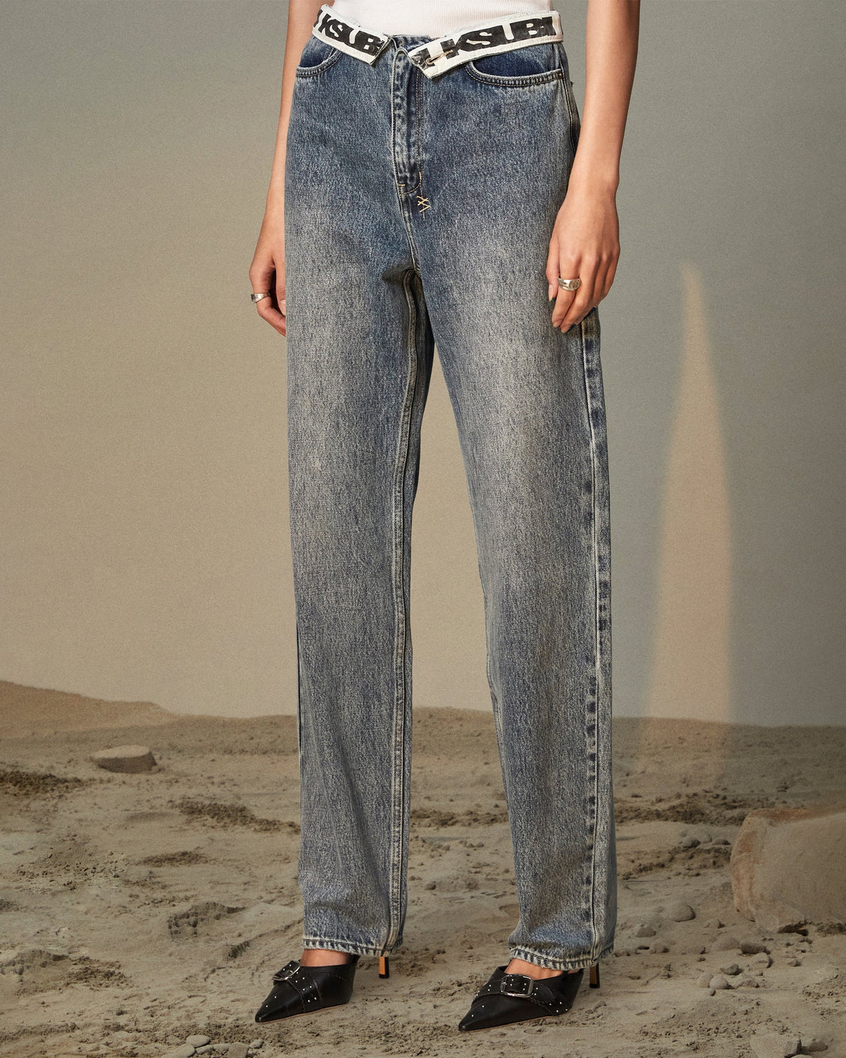 Womens Playback Flipped Overkast Straight Denim Jeans - Denim