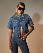 Womens Cargo Ss Shirt Heritage Boxy Shirts - Denim