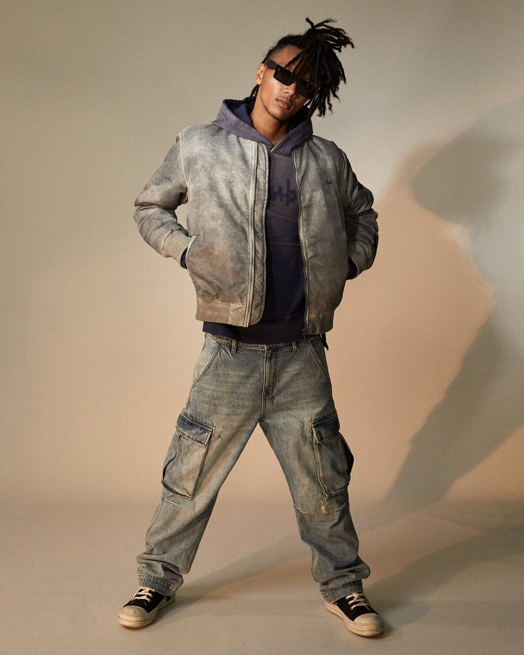 Mens Riot Cargo Pant Dynamo Relaxed Pants - Denim