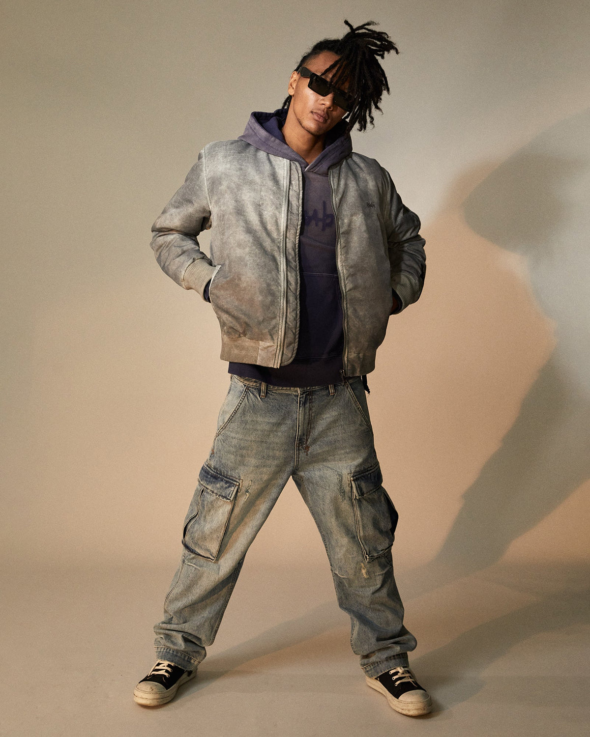 Mens Riot Cargo Pant Dynamo Relaxed Pants - Denim