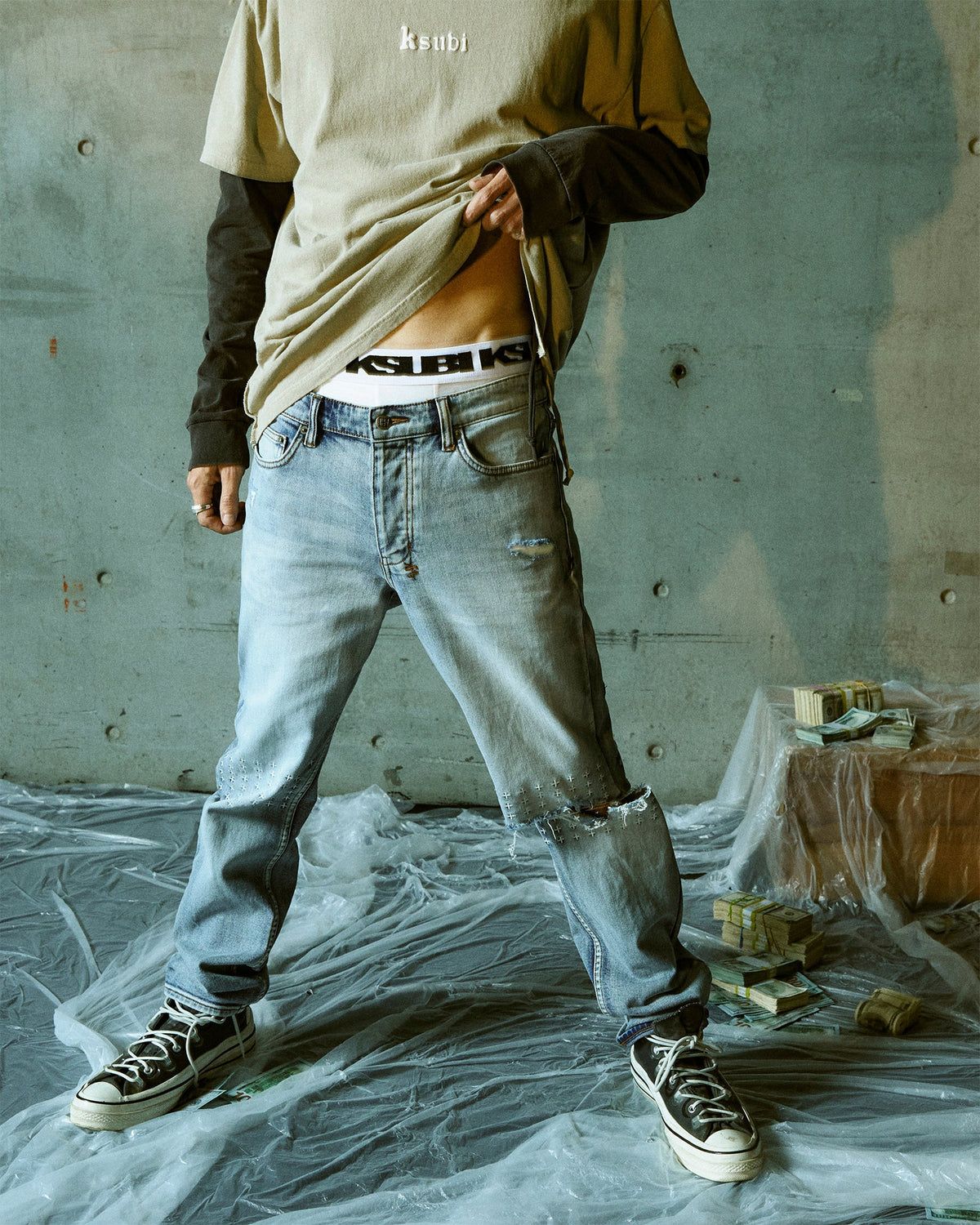 Mens Hazlow Enjoy Straight Denim Jeans - Denim