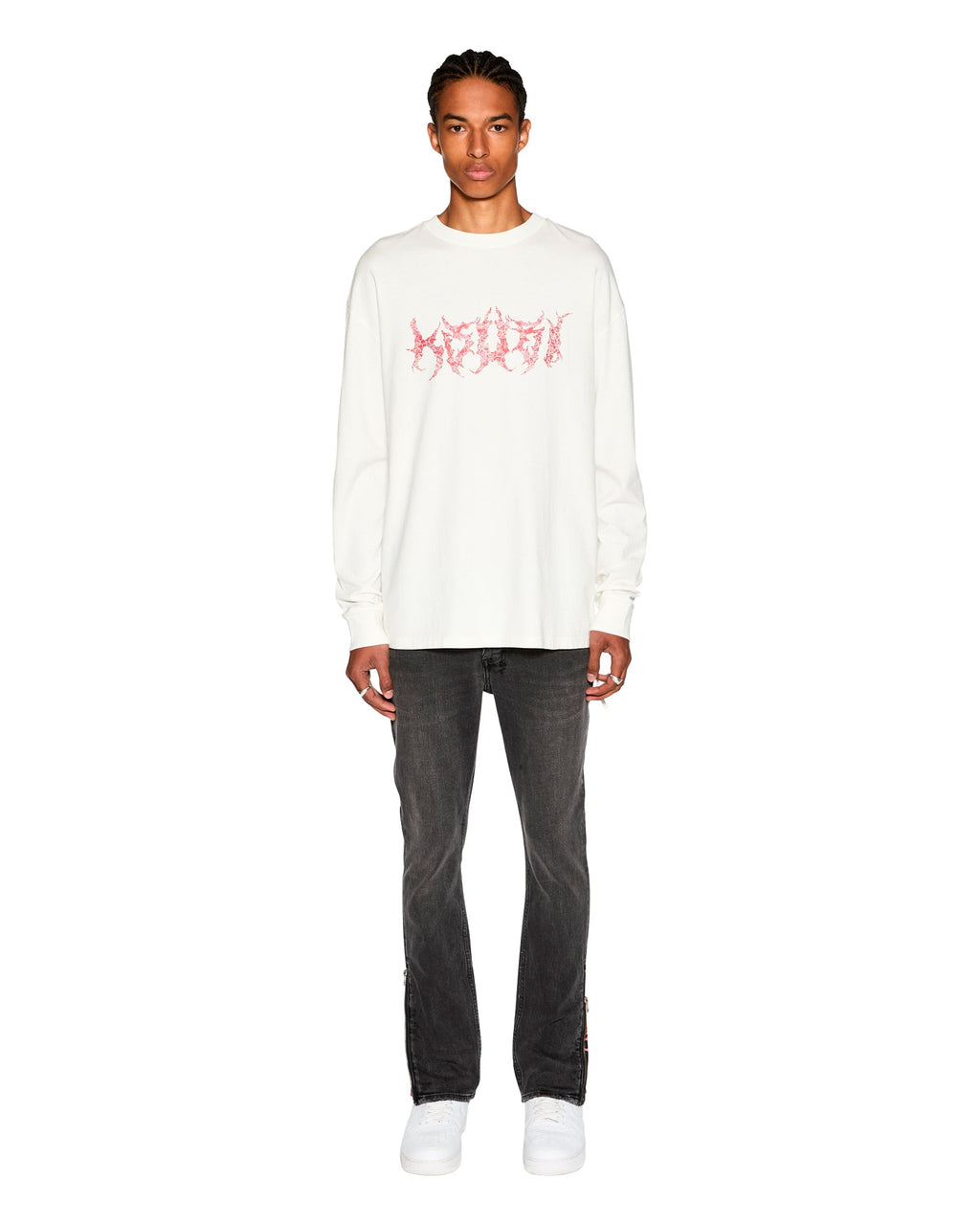 Mens Sabbath Biggie Ls Tee Vintage White Oversized Tees - White
