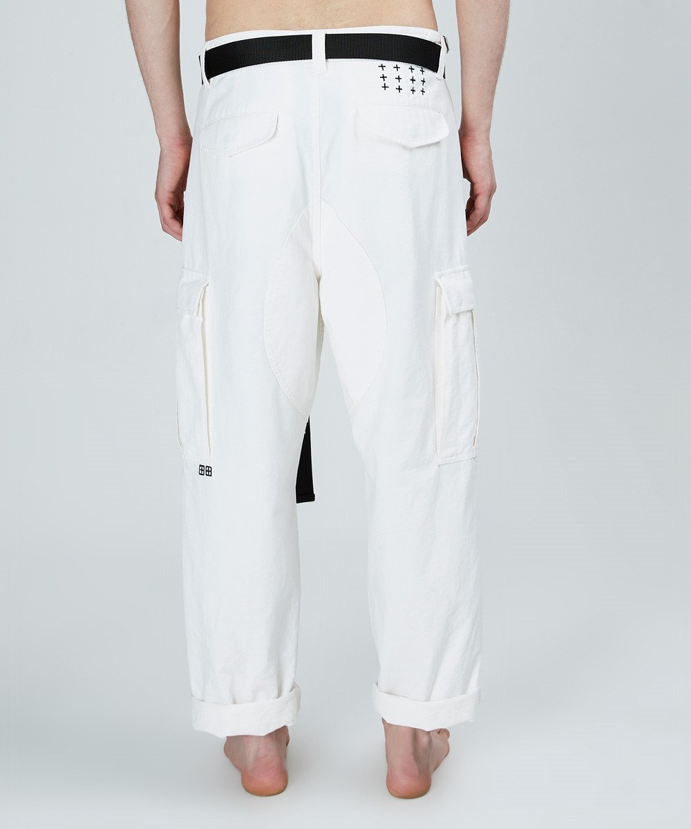 Mens Raws Cargo Pant White Pants - White