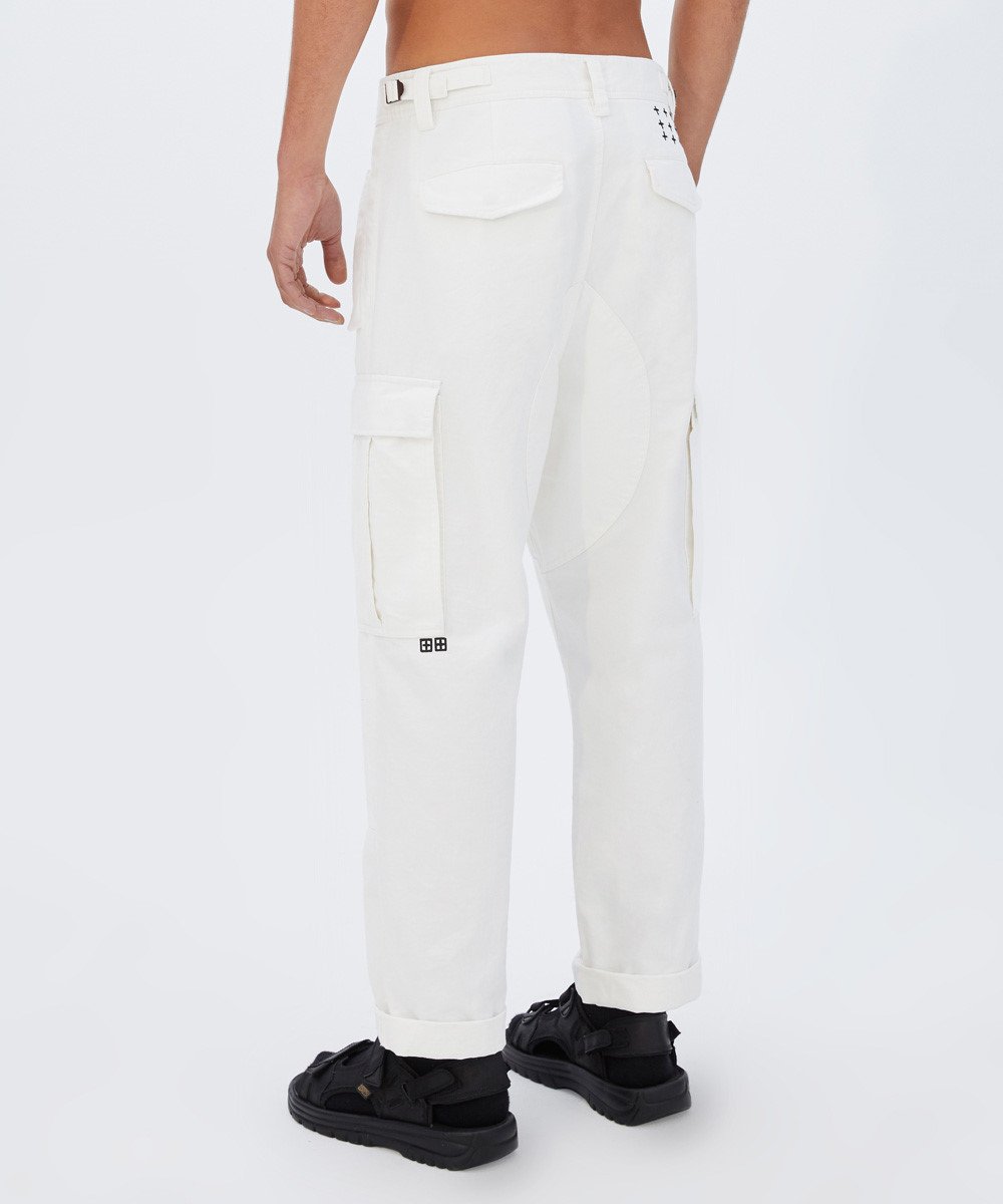 Mens Raws Cargo Pant White Pants - White