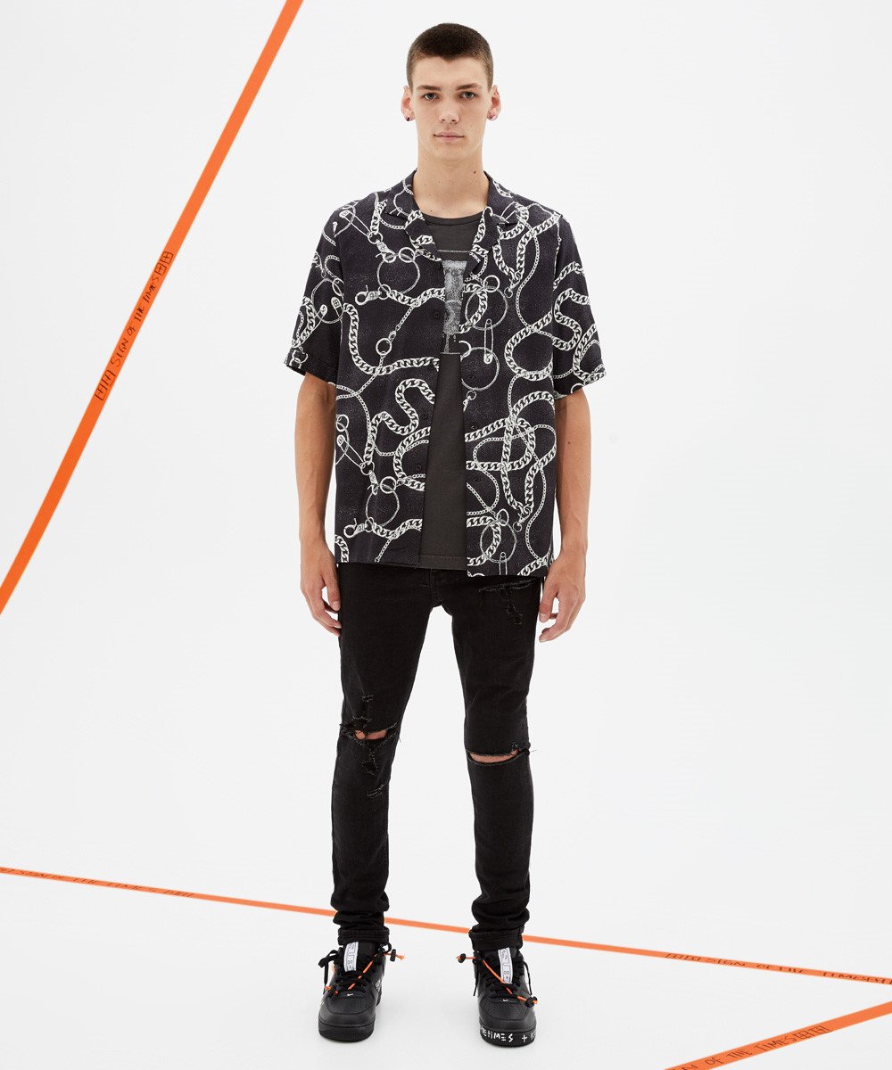 Mens Heavy Metal Resort Ss Shirt Regular Shirts - Black