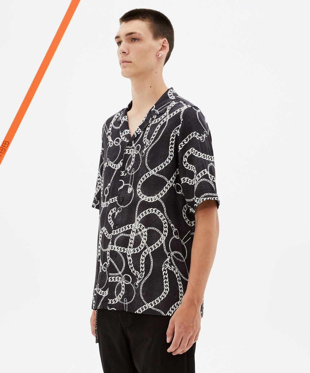 Mens Heavy Metal Resort Ss Shirt Regular Shirts - Black