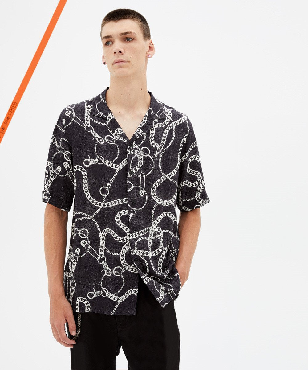 Mens Heavy Metal Resort Ss Shirt Regular Shirts - Black