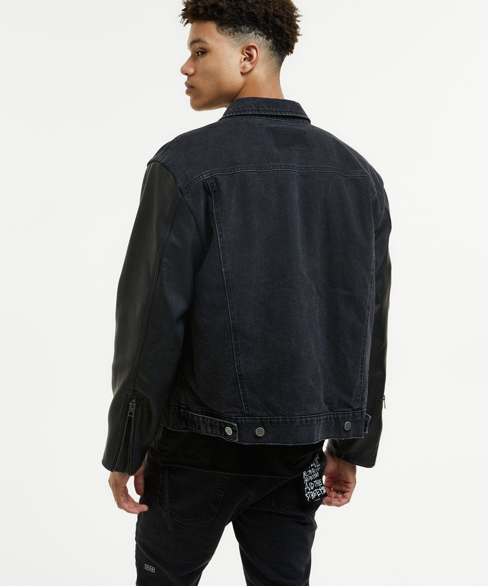 Mens Oh G Jacket Throwblack Biker Oversized Jackets - Black