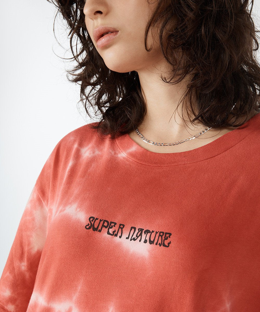 Womens Super Nature Ss Tee Red Dye Oversized Tees - Red