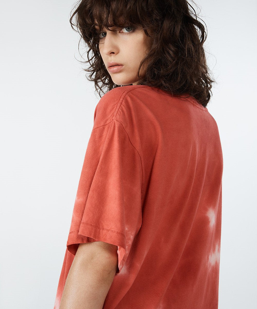 Womens Super Nature Ss Tee Red Dye Oversized Tees - Red