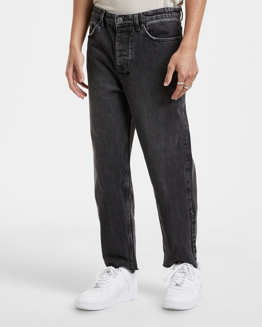 Mens Bullet Crop Asphalt Relaxed Denim Jeans - Black