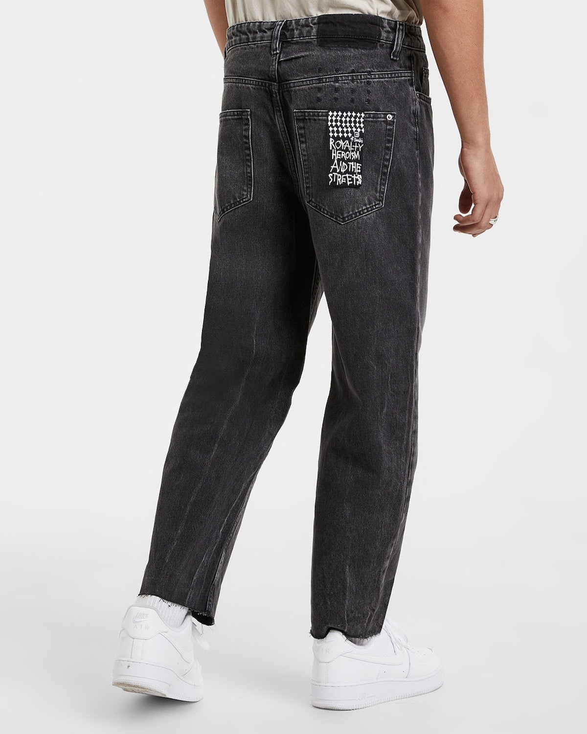 Mens Bullet Crop Asphalt Relaxed Denim Jeans - Black