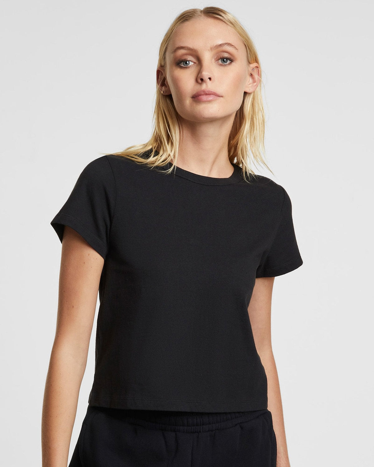 Womens 3 X 4 Mini Ss Tee Jet Black Fitted Tees - Black