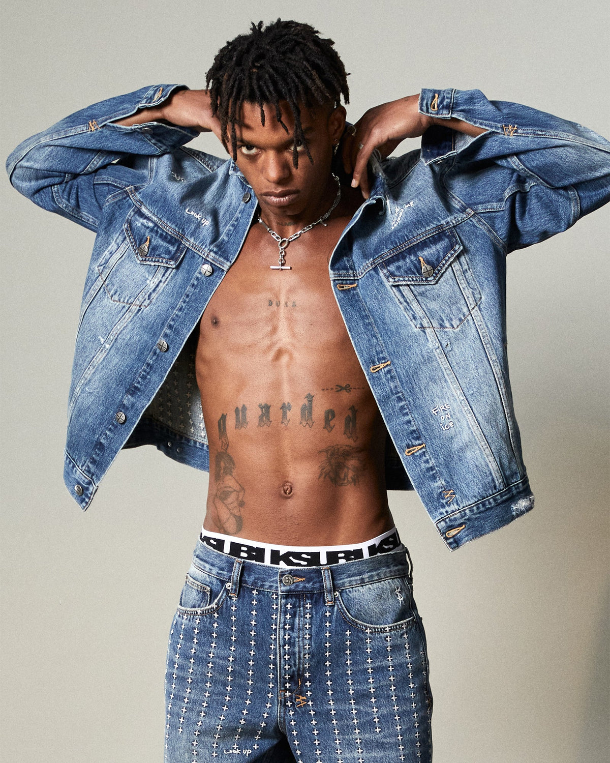 Mens Oh G Jacket Ekstatik Oversized Jackets - Denim