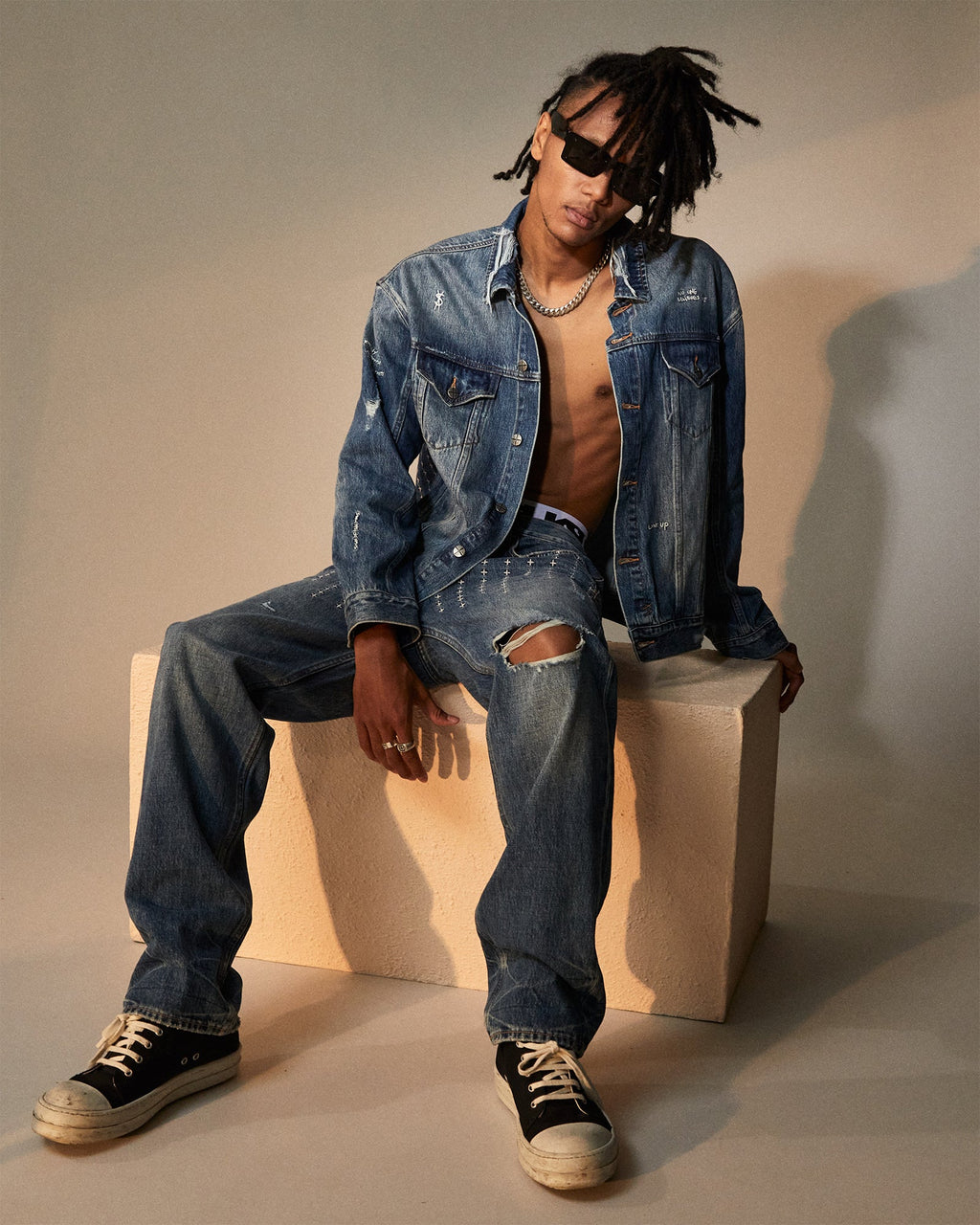 Mens Anti K Ekstatik Relaxed Denim Jeans - Denim