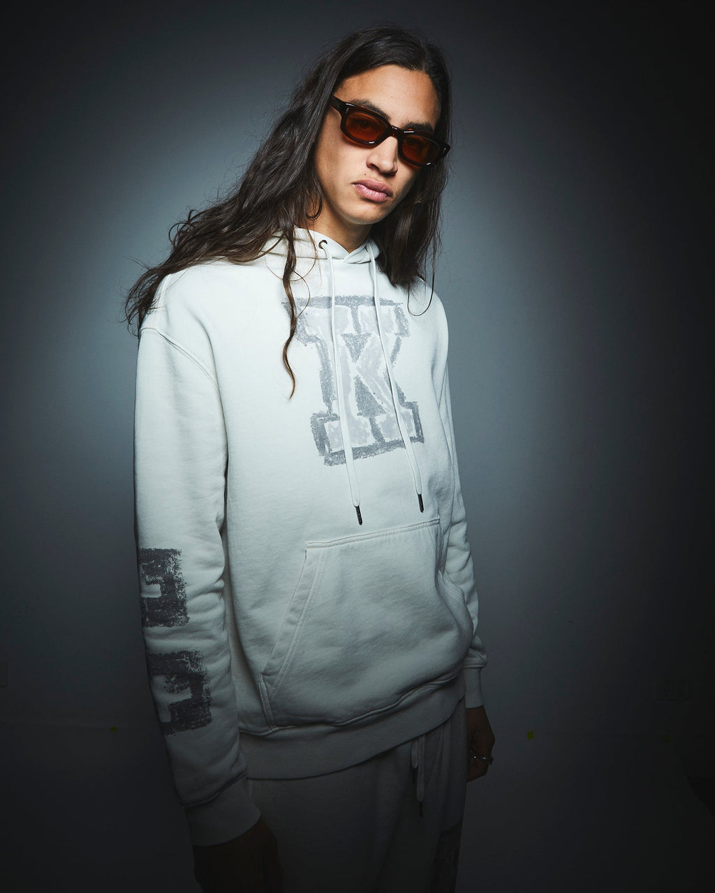 Mens Sketchy Biggiie Hoodie Grey Oversized Fleece - Grey