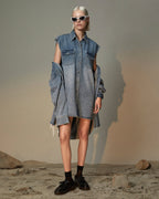 Womens Sleeveless Dress Overkast Oversized Shirts - Denim