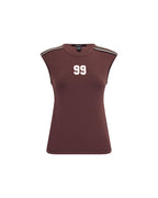 Womens 99 Ss Slim Open Back Tee Mocha Slim Tees - Brown