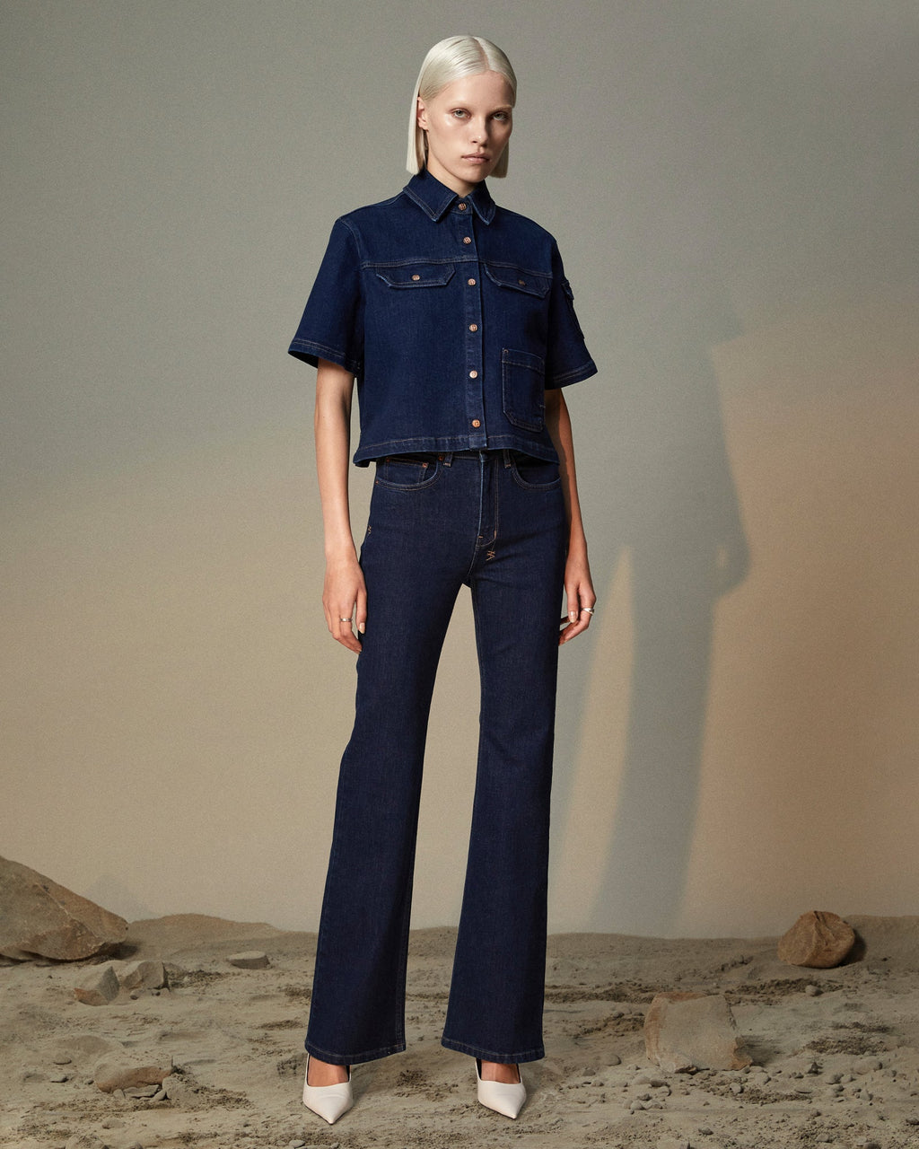Womens Cargo Ss Shirt Legacy Boxy Shirts - Denim