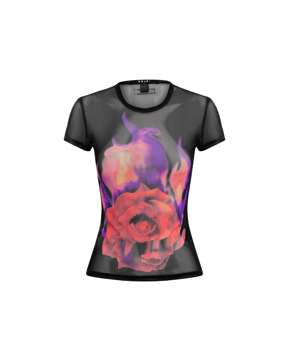 Womens Ablaze Mesh Ss Tee Black Fitted Fashion Tops - Black