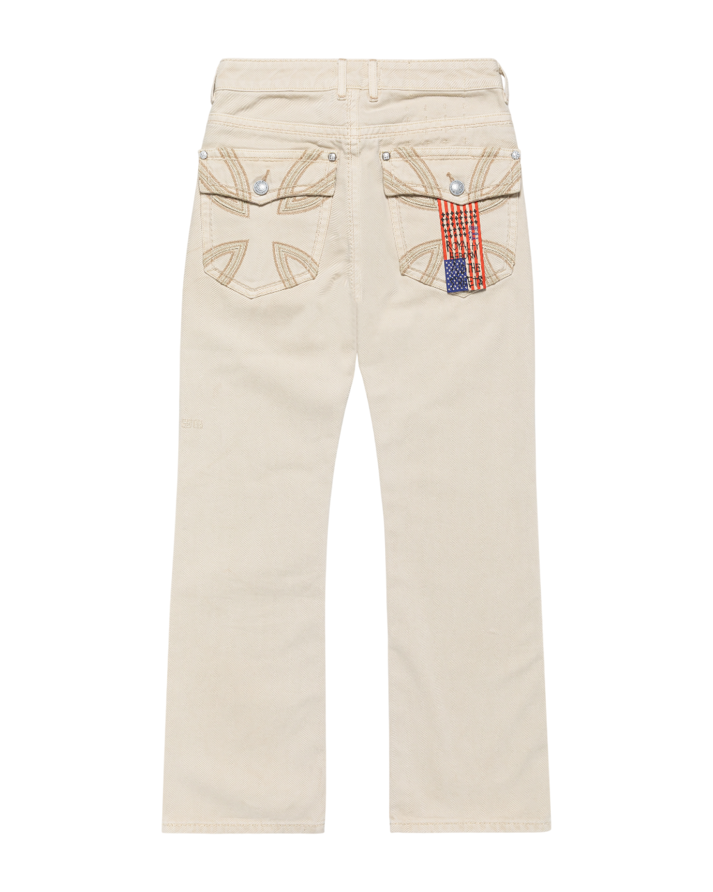 Mens Ksubi X Alice Hollywood Toro Ivory Bootcut Denim Jeans - Beige