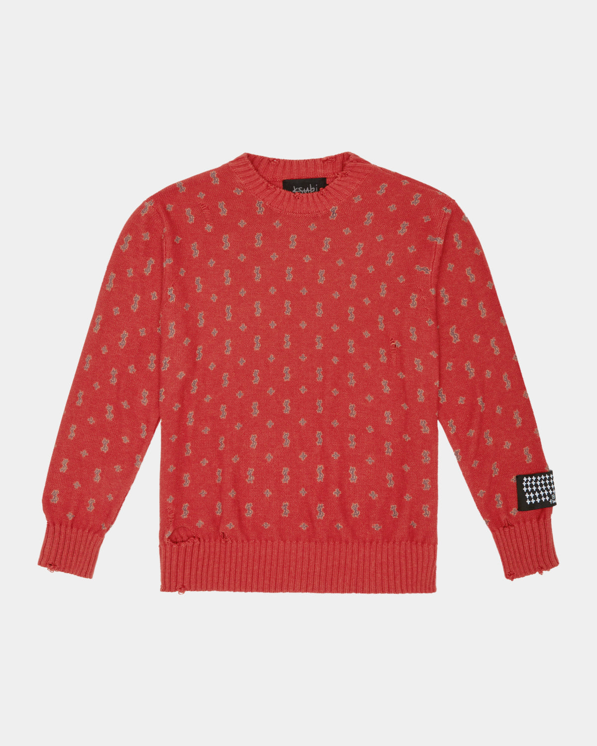 Mens Allstar Knit Crew Torch Regular Knitwear - Red