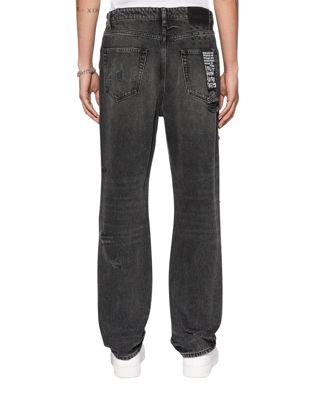 Mens Anti K Blakk Rokk Trashed Relaxed Denim Jeans - Black