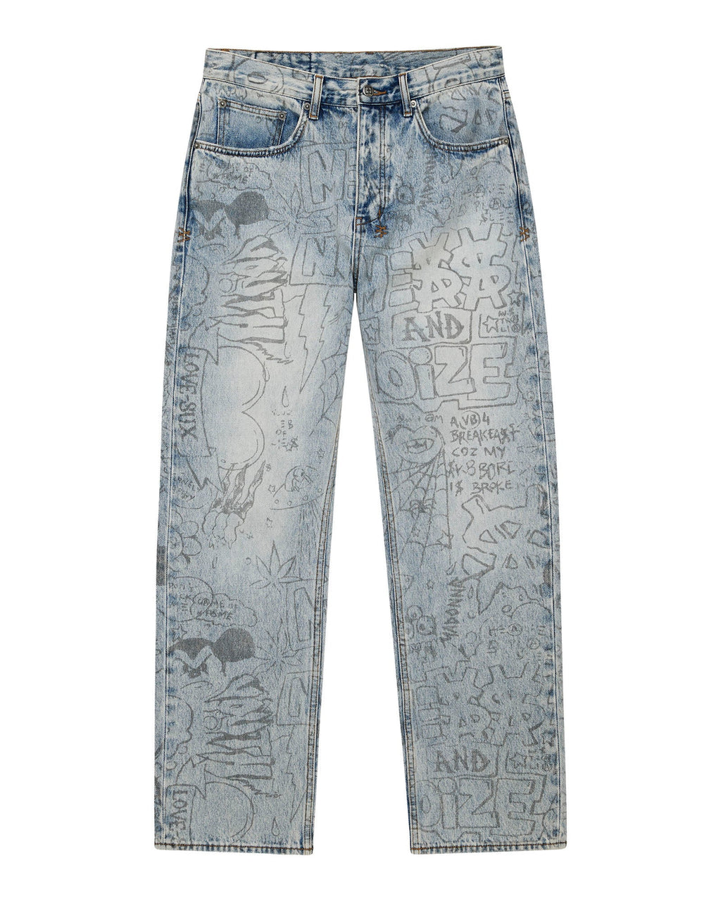 Mens Anti K Bunker Blue Noize Relaxed Denim Jeans - Denim