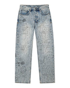 Mens Anti K Bunker Blue Noize Relaxed Denim Jeans - Denim