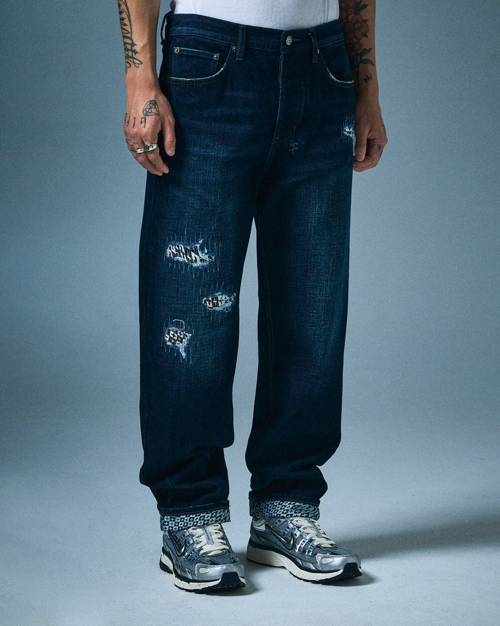 Mens Anti K Check Out Relaxed Denim Jeans - Denim