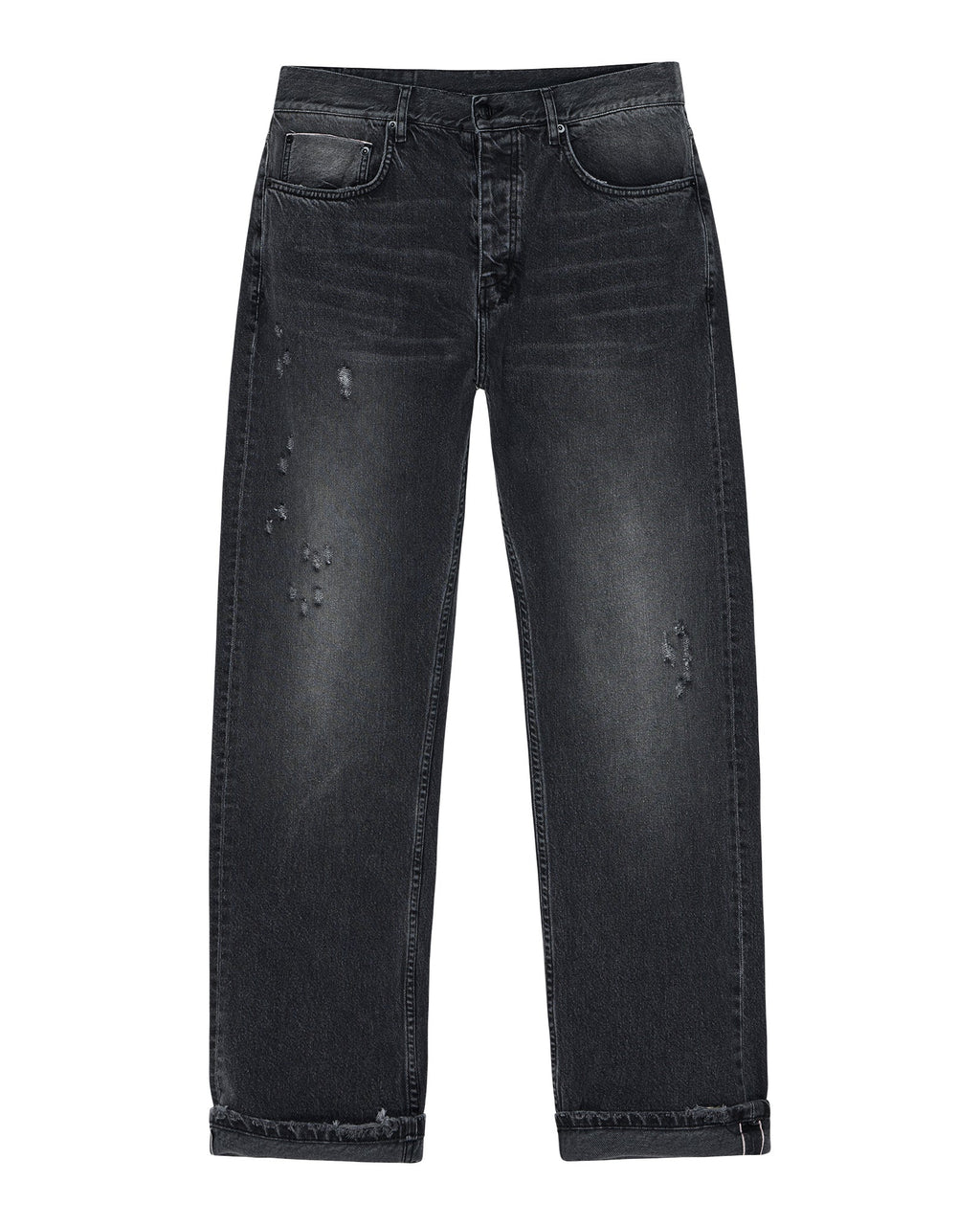 Mens Anti K Selvedge Chicago Black Relaxed Denim Jeans - Black